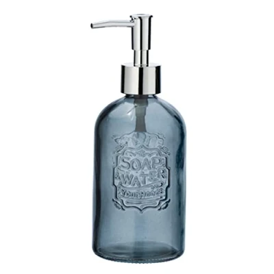 Image of WENKO Vetro Soap, Washing Up Liquid Dispenser Capacity 0.4 L, Gray, 19 x 7.5 8.5 cm