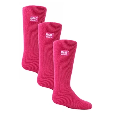 Image of HEAT HOLDERS Kids Thermal Socks for Winter 3 Pair Mutlipack Boys &amp; Girls Warm with Fluffy Fleece Inner (2 5, Raspberry)