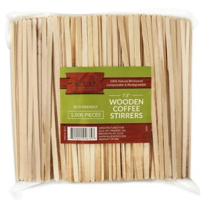Image of Wood Collection Wooden Coffee Stir Sticks, 100% Natural Birchwood Beverage Stirrers Eco Friendly Biodegradable 7&quot; for Hot Or Cold Drinks (1000 Count)