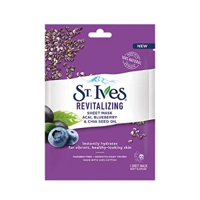 Image of St Ives 23 ml Sheet Mask Revitalising Acai, Blueberry and Chia Seed Oil (Single)