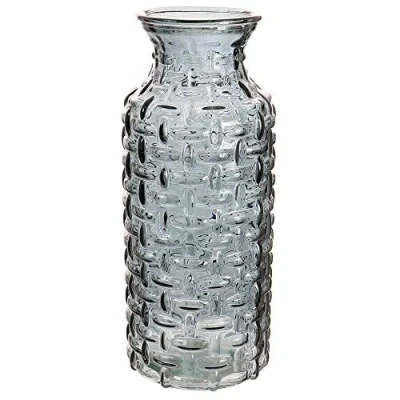 Image of AngraveHome Textured Woven Grey Glass Flower Vase (25cm) Jar Home Decoration Decor Ornament