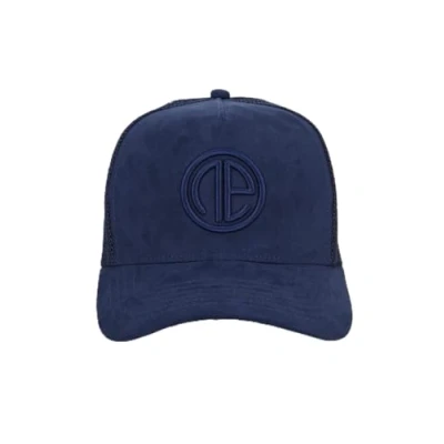 Image of One Athletic Polyester Suede Trucker Cap, Size, Navy