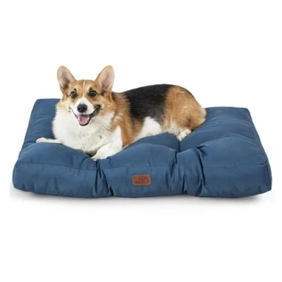 Image of Bedsure Dog Bed Medium Washable Waterproof Puppy Mattress for Small dogs with Oxford Fabric, Water Resistant Flat Pet Pillow Bed, Navy, 76x50x10cm