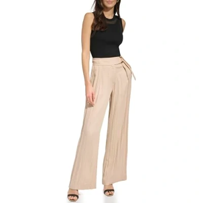 Image of DKNY Women&#039;s Drapey Organza Wide Leg Suit Pants, Sandalwood, 16