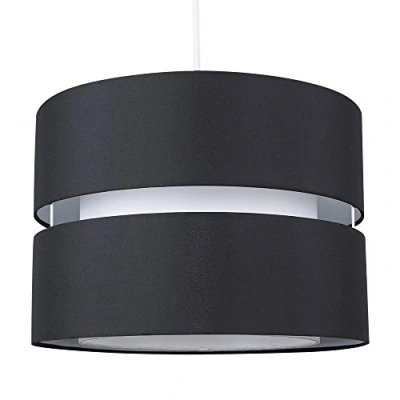 Image of MiniSun Modern Large 2 Tier Black &amp; White Cylinder Ceiling Pendant Light Shade