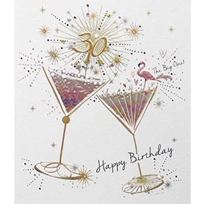 Image of Greeting Card (PLK4079) 30th Birthday Cocktails From The Amaretto Range Embossed Finish.