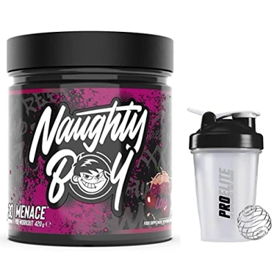 Image of Naughty Boy NaughtyBoy Pre Workout Menace 30 Servings PreWorkout Energy / Pump Focus Performance + PROELITE Shaker (Cherry Cola)