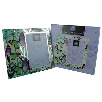 Image of LEONARDO Coloured Butterfly Mirrored Photo Frame 2 Sizes Gift Box Mum Nan
