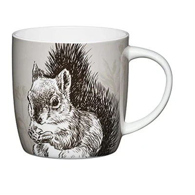 Image of KitchenCraft China 425ml Barrel Shaped Mug, Squirrel