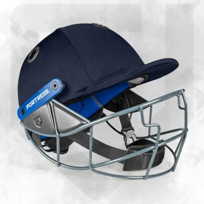 Image of FORTRESS STL Cricket Helmet Proffesional Grade For Junior, Youth &amp; Senior Players 3 Sizes Adjustable Helmets 4 Colour Options (Navy, Large (59 62cm))