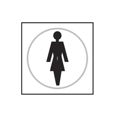Image of Ladies Toilet Braille Sign, Self Adhesive Tactile, White, W150mm x H150mm)