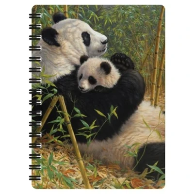 Image of 3D LiveLife Jotter A New Dynasty from Deluxebase. Lenticular Panda A6 Spiral Notebook with plain recycled paper pages. Artwork licensed renowned artist Beth Hoselton