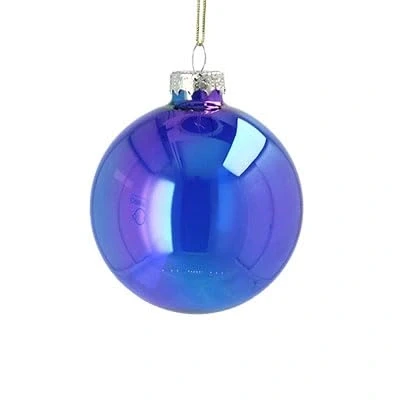 Image of Gisela Graham Blue Clear Glass Bauble