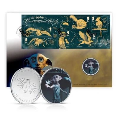 Image of Official Harry Potter Limited Edition Medal Cover Dobby the House Elf by Royal Mail