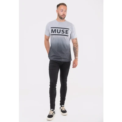 Image of MUSE T Shirt Band Logo Official Unisex Dip Dye White S
