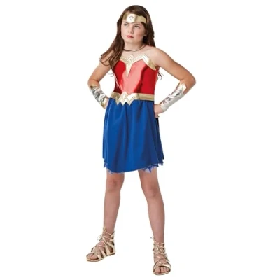 Image of Rubie&#039;s 6408169 10000 Wonder Woman Official DC Justice League, Children Costume Age 9 10 Years, Height 140 cm, Girls