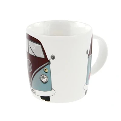 Image of BRISA VW Collection Volkswagen Large Ceramic Coffee Tea Cappuccino Mug Cup in T1 Bus Design (370 ml/12.5 fl oz/Bus Front/Petrol &amp; Brown)