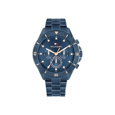 Image of Tommy Hilfiger Analogue Multifunction Quartz Watch for Women with Blue Stainless Steel Bracelet 1782743