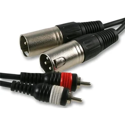 Image of Pulse PLS00263 2x 3 Pin XLR to Phono (RCA) Male Lead, 1.5m, Black