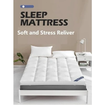 Image of Brit Diamonds Single 4 Inches Extra Thick Mattress Topper Soft &amp; Fluffy Microfiber Quilted Deep Toppers Pad Protector Hypoallergenic with Elastic Corner Straps 10cm Bedspreads