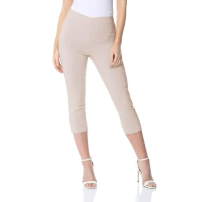 Image of Roman Originals Cropped Trousers for Women UK Ladies Capri Leggings Summer Pants Short Crop Stretch 3/4 Length Three Quarter Pedal Pusher Clothes Elasticated Bengaline Cut Off Stone Size 10