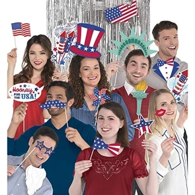 Image of (PKT) 4th July USA Selfie Scene with Photo Props (21 pc)