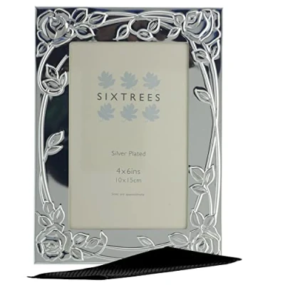 Image of Sixtrees 6 339 46 Selby Silver Plated 6x4 inch Photo Frame. Complete with Microfibre Polishing Cloth.