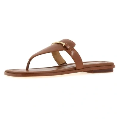Image of Michael Kors LENA Thong Tbar sandals, Women&#039;s, Size: 4.5, Luggage Leather