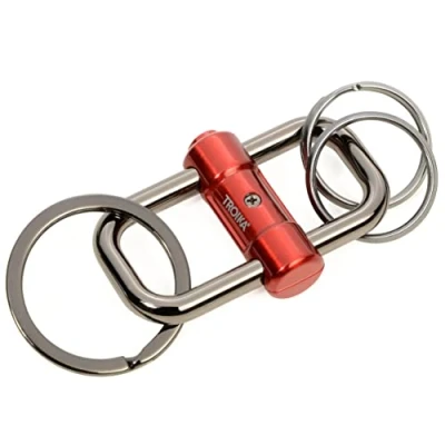 Image of Troika KR22 09/RD 2 Way Key Chain with Three Rings Two Sizes Cast Metal red, 3 Schlüsselringe, Keyring