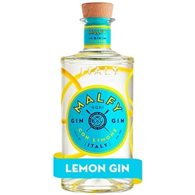 Image of Malfy Limone Lemon Flavoured Gin 41% ABV 70cl Italian Zesty Notes Background of Juniper Inspired by the Amalfi Coast