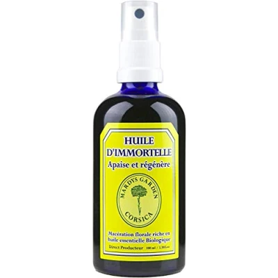 Image of Corsican Helichrysum Oil (Immortelle Oil) 100ml, Ready to use, Flower Rich macerate enrich w/Organic Italicum Essential Oil.