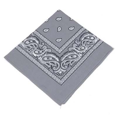 Image of [UK SELLER] Men&#039;s/Women&#039;s Bandana Head Scarf Neck Scarves Paisley 100% COTTON (grey)