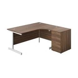 Image of 1600X1200 Single Right Hand Radial Desk Dark Walnut White
