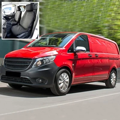 Image of UK Custom Covers SC666B Tailored Heavy Duty Waterproof Front Seat (Single/Single WITH Armrests) Black To Fit Mercedes Vito 2015 Onwards