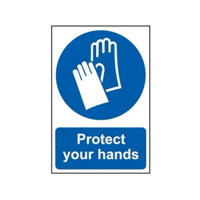 Image of Scan SCA0023 Self adhesive PVC sign Protect your hands 200 x 300mm