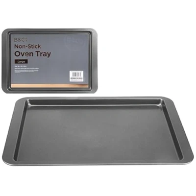 Image of Dark Grey Large Non Stick Roasting Oven Tray (38x26cm) 1 Piece Heavy Duty Pan for Perfect &amp; Baking Results
