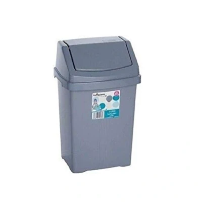 Image of Optimal Products Plastic Swing Bin 50 15 25 8 Litre Home/Office/Kitchen Rubbish Waste Dustbin Trash Lid (Silver, 25l Litre)