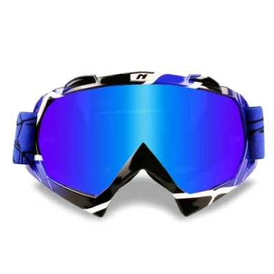 Image of NENKI Motocross Goggles, ATV Dirt Bike Goggles &amp; Ski with UV400 Protection Anti Scratch Dustproof Windproof for Adult, Suitable (Blue, Blue Lens)