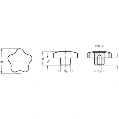 Image of Ganter GN5334 50 M10 E Star Knob ; Stainless Steel; Threaded Hole