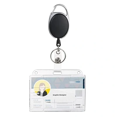 Image of Vicloon ID Card Holder and Retractable Reel Set,Badge with Clip for Identity Pass Badge