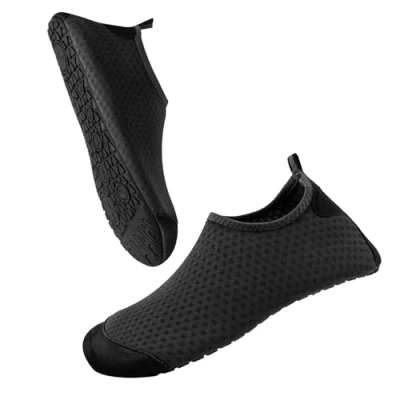 Image of Water Shoes Beach Mens Womens Lightweight Barefoot Aqua Quick Dry Breathable Surf Diving Swim Shoes, Black, 44 45