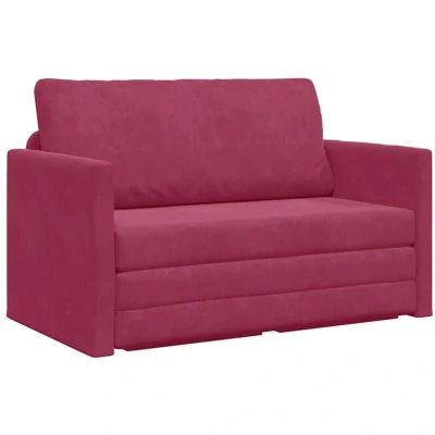 Image of vidaXL Floor Sofa Bed 2 in 1 Wine Red 124x204x61 cm Velvet