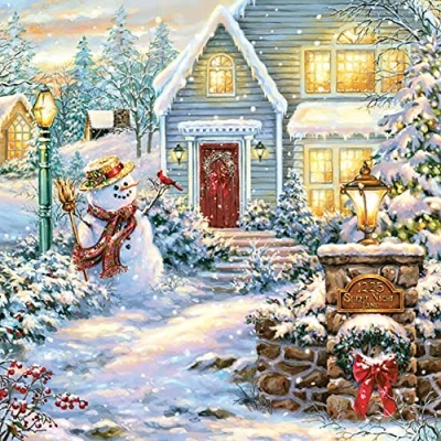 Image of DAISY 3 Ply Children Theme Xmas Decoupage Tissue Paper Napkins Decorative Christmas Serviettes 33cm x Pack of 20 (Christmas Evening)