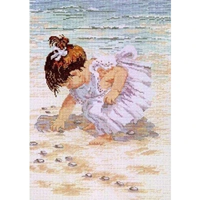 Image of Janlynn 1 Piece Collecting Shells Counted Cross Stitch Kit