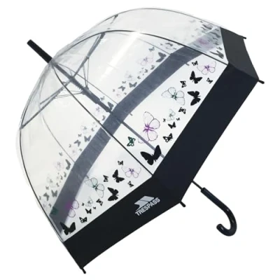 Image of Trespass Papillon, Butterfly Print, Transparent Umbrella, Black