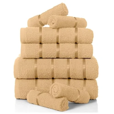 Image of Luxury 8 Pack Boston Bale Set, Extra Soft 100% Egyptian Cotton, Highly Absorbent Towel 450 GSM, PEACH, MAIL BAG