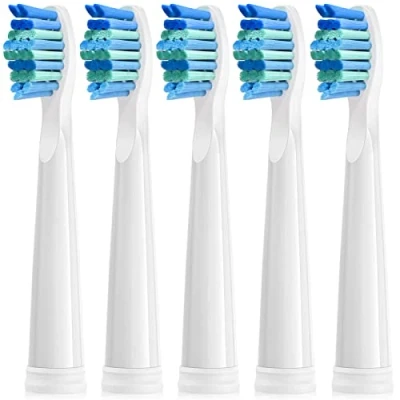 Image of Electric Toothbrush Heads 5pc Compatible for Fairywill Fairywell Fairy Will D7/D8/FW507/FW508/FW551/917/959/2011/Seago E9 SG 507 958/Dnsly/Sboly/OKMIMO Soft Replacements Head (5 White Heads)