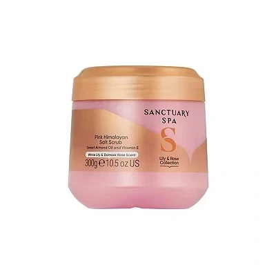 Image of Sanctuary Spa Lily and Rose Salt Body Scrub, Exfoliating Pink Himalayan with Vitamin E Almond Oil, Vegan Cruelty Free, 300g