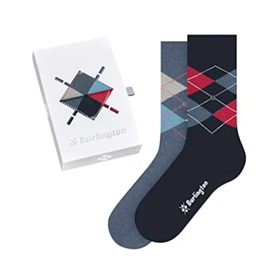 Image of Burlington Women&#039;s Basic Gift Box W SO Cotton Patterned 2 Pairs Socks, Multicolor (Sortiment 0070), 3.5 7