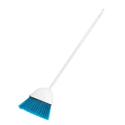Image of HOMESHOPA Indoor Outdoor Sweeping Broom, Long Handle Soft Angled Bristle Floor Broom Brush, Perfect for Courtyard Garage Lobby Mall Market Home Kitchen Room Office (White)